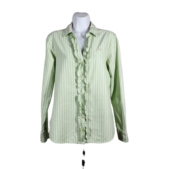 Vineyard Vines Tops - VINEYARD VINES STRIPED RUFFLED SHIRT